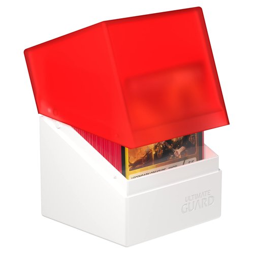Ultimate Guard Boulder Synergy 100+, Deck Case for 100 Double-Sleeved TCG Cards, Red/White, Secure & Durable Storage for Trading Card Games