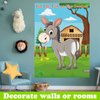 PLULON Pin The Tail on The Donkey Party Game for Kids, Donkey Themed Animal Birthday Party Games Donkey Poster with Tail Stickers for Kids Farm Animal Donkey Party Favors Home Wall Decorations
