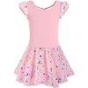 DANSHOW Ballet Leotards for Girls Dance Skirted Leotard Kids Ballet Tutu Dress Toddler Shiny Ruffle Sleeve Dancewear(40431-08-M)