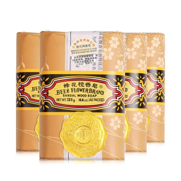 Bee & Flower Soap Bar Sandalwood Soap Moisturizing Bath Bar Soap Nourishes Your Skin 4.4 oz(Pack of 4)