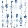Arrow Semi-permanent Tattoos, 6-Sheet 2 Weeks Long Last Waterproof Cupid's Target Fake Tattoos, Plant-Based Ink Blue Tattoos Sticker for Adult Children