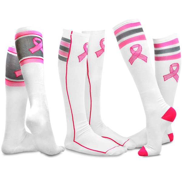TeeHee Breast Cancer Awareness Cotton Knee High Socks for Women 3-Pack (Basic) 9-11