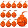 12 Pcs Sport Ball Cups with Straws and Lids, 17 oz Plastic Sport Cups Bulk for Kids Birthday Theme Party Sport Party Supplies (Basketball)