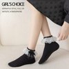 AMHRLINGTO Lace Ruffle Frilly Socks for Women - Lace Ankle Socks with Bow (3Pairs-1Pairs Black+2Pairs White)