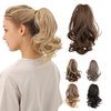 JUVABUN Claw Clip Wavy Ponytail Extension 10" -Light Brown| Hair Extension Clips | Synthetic Ponytail Extension | Wavy Hair Extensions | Washable Realistic And Synthetic | Light Brown