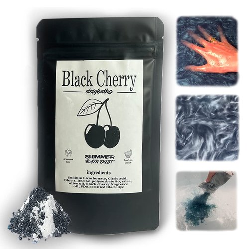 Stsfybaths Black Cherry Shimmer Bath Bomb in A Bag - Handmade Black Cherry Scented Bath Bombs for Women, Kids and Men - Bulk Bathbomb Fizzies Perfect for Boys and Girls All Ages (Black, Small)