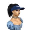 VAVANGA Hat Wig for Black Women - Black Hair with Hat Ponytail Wig Hat Navy Blue Baseball Cap Attached Hair Afro Kinky Yaki Hair Extensions Hat Wigs for Women(Navy Blue, LD0315)