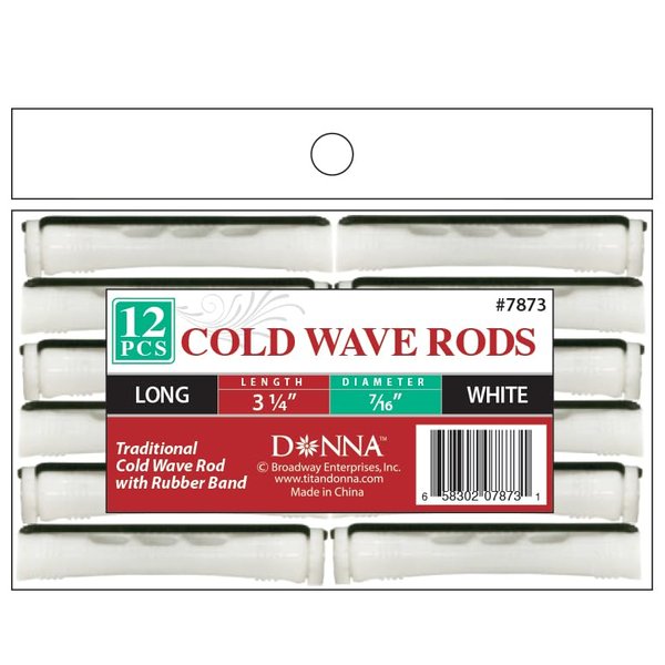 DONNA Cold Wave Rods 3.25"(L), 7/16"(D) LONG 12PCS Rollers Foam Hair Rollers Hair Curlers Hair Clips for Hairdressing Styling Heatless Hair Curler WHITE