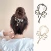 2 PCS Luxury Bow Ponytail Buckle Hair Pin Pearl Butterfly Hairpin Glaring Hair Clips Rhinestones Barrettes Korean Style Hair Accessories for Women Girls (Gold + Black)