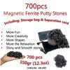 700 PCS Black Crags Ferrite Putty for Adults Ferrite Stones, Satisfying Fun Fidget Office Desk Toy, Shiny Black Color Beads with Separator Card, Storage Bag & a tin Box, 350gr