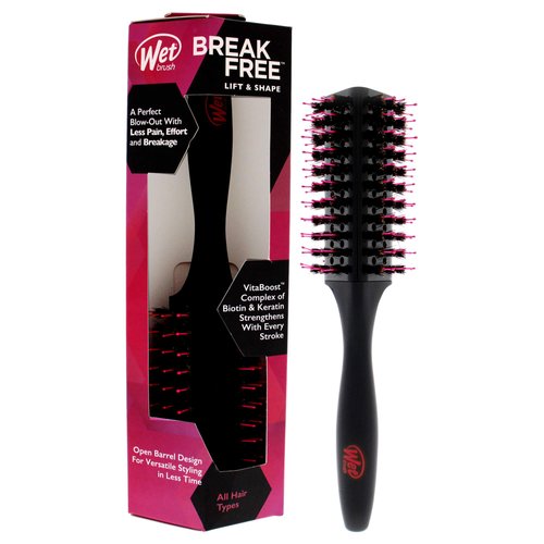 Wet Brush Lift & Shape Round Brush - for All Hair Types - A Perfect Blow Out with Less Pain, Effort and Breakage - Open Barrel Design For Versatile Styling In Less Time, Black