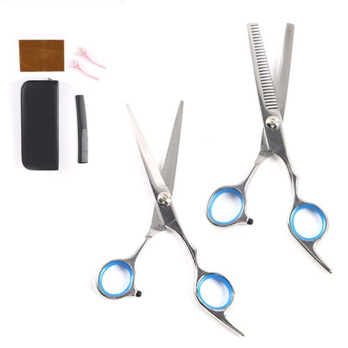 Professional Hair Cutting Scissors Thinning Teeth Shears with Carbon Comb Set Stainless Steel 6.5 inch Razor Edge Haircut Shears Kit for Home, Salon, Barber
