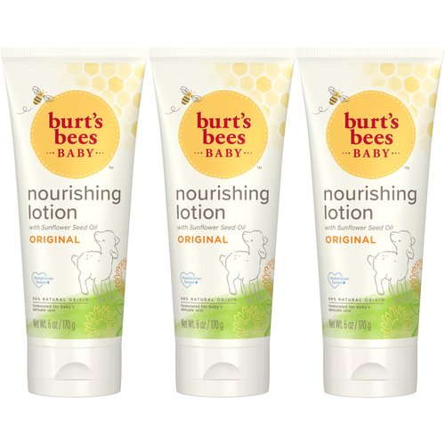 Burt's Bees Baby Nourishing Lotion, Original Scent Baby Lotion - 6 Ounce Tube - Pack of 3