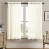 MYSTIC-HOME Sheer Curtains 63 Inch Length, Rod Pocket Voile Drapes for Living Room, Bedroom, Window Treatments Semi Crinkle Curtain Panels for Yard, Patio, Parlor, Set of 2, 52"x 63", Beige
