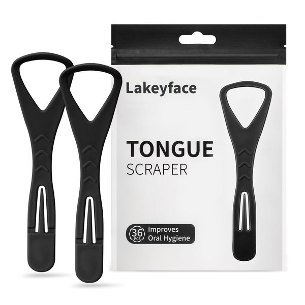 36 Counts Tongue Scrapers with Dental Picks, BPA Free Tongue Cleaner Scrapers for Adults & Kids, Plastic Tongue Scrubber with Zipper Bag Great for Oral Care and Fresh Breath On the Go,Black