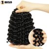 BECUS 6Packs Gogo Curl Crochet Hair for Black Women Jamaican Bounce Wand Curl Crochet Hair 8Inches Short Crochet Curly Braiding Synthetic Hair Extensions 24 Root/Pack(Natural Black #1B)