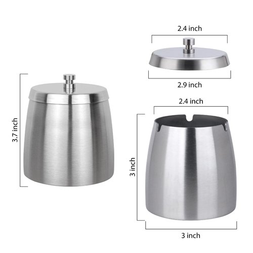 OILP Ashtrays,Outdoor Ashtray with Lid - Ashtray for Outside Patio, Stainless Steel Windproof Smokeless Ash Tray for Balcony, Ashtrays for Smokers Home Office Decoration (Small)