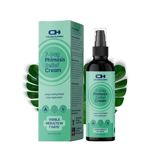 Cause Human 7-Day Phimosis Cream | Steroid-Free Treatment for Fast Relief at Home | Visible Results in 7 Days* | 3.16 fl oz (90g) | No Irritation | No Steroids (7 Day Phimosis Relief Cream)