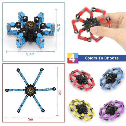 Fingertip Gyro Toy Fidget Mechanical DIY Transformable Fidget Spinners Fidget Toys Robot Creative Chain Gyro Toy for Goodie Bag Stuffers Party Favors Gift Prizes Novely Anxiety Toys (Multicolor6pcs)