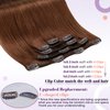 LaaVoo Clip in Hair Extensions Real Human Hair Auburn Hair Extensions Clip Ins Auburn Clip in Hair Extensions For Short Hair Double Weft 12 Inch 80g 5pcs