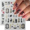 3D Black Gold Dragon Nail Art Stickers for Nail Designs Ink Dragon Nail Stickers for Women Nail Decals for Nail Art Chinese Character Mahjong Dragon Stickers for Nails Decor New Year Nail Decorations