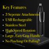 Pete & Pedro Nose & Ear Hair Trimmer – Clipper Has 3 Attachments for Nose/Ear, Eyebrows Trimming, & Facial Hair Detailing | for Men & Women, Stainless Steel, Wet/Dry, USB | As Seen on Shark Tank
