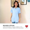 Inspired Comforts Mastectomy Recovery Shirt with Drain Pockets & Fasteners to Hold Drainage Tubes Light Blue