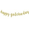 Happy Gotcha Day Banner, Pet Adoption Party Decorations Supplies, Dog Cat Gotcha Party Bunting Garland, Pre-assembled (Gold Glitter)