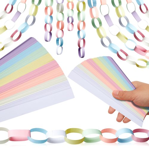Lincia 600 Sheet Graduation Paper Chain Garland Construction Paper DIY Groovy Paper Chain Strip 114 Feet Total Length 1 x 8 Inch Assorted Colored Paper with 2 Roll Double Sided Tape(Vivid Color)