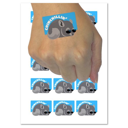 Chinchilla Chinchillin Chilling Cool Sunglasses Temporary Tattoo Water Resistant Fake Body Art Set Collection - 15 2" Tattoos (1 Sheet)