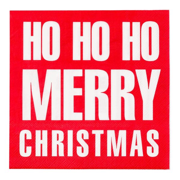 Restaurantware Red Paper Luncheon Napkin - Ho Ho Ho - 13" x 13" - 20 count box