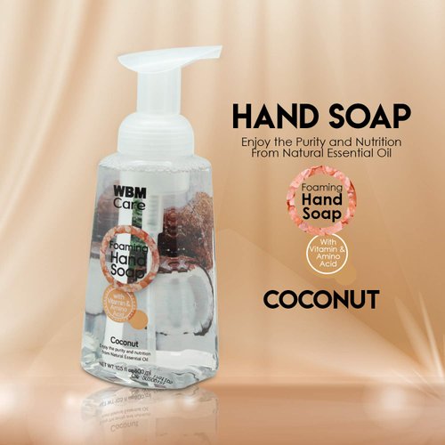 WBM Care Moisturizing Natural Foaming Hand Wash,Coconut With Himalayan Pink Salt,10.5 fl oz