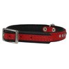Dogs My Love Rhinestone Genuine Leather Dog Collar (Red, 9.5"-11" Neck)