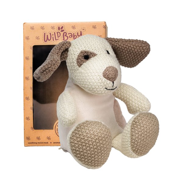 WILD BABY Dog Stuffed Animal - Microwavable Lavender Scented Stuffed Animal Dog Plush Pal for Babies and Kids - Stuffed Puppy Dog Plush 12"