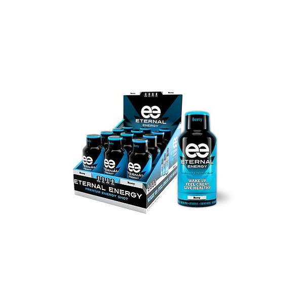 Eternal Energy shot BERRY flavor 2oz - 12 Pack - Vitamin B, Vitamin C, Amino Acids, Antioxidants, Caffeine, Quercetin, Taurine, Green Tee