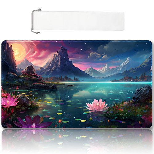 Premium Stitched MTG Playmat with Zones and Non-Slip Rubber Backing - TCG Play Mat for MTG and Other Card Games - Colorful Design with Vintage Look and Feel (DKT (82),No Zones)