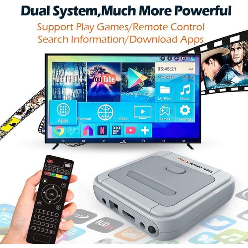 Super Console X-Pro Video Game Console with 64GB SD Card, Built in 30,000+ Games, with 2 Wireless Gamepads, Game Consoles for 4K TV Support HDMI/AV Output, LAN/WiFi, Open Linux System