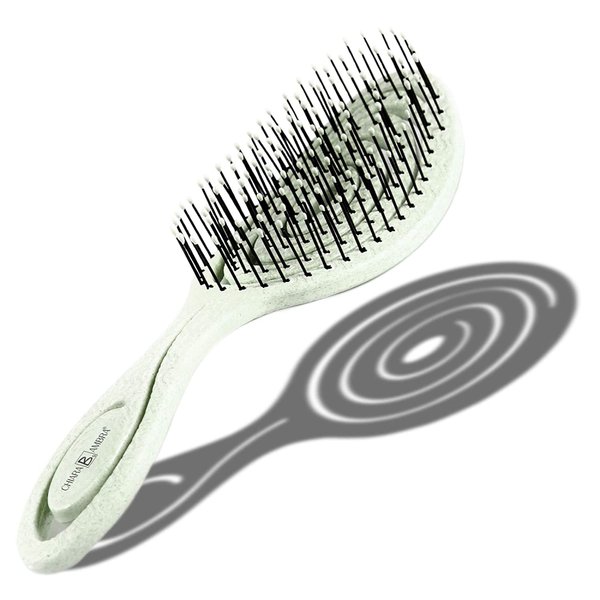Chiara Ambra Organic Detangling Hair Brush for Women, Men & Children, Unique Spiral Hairbrush, Vented Hair Straightening Brushes for Straight, Curly & Wet Hair - Does not Pull on Hair – Mint Green
