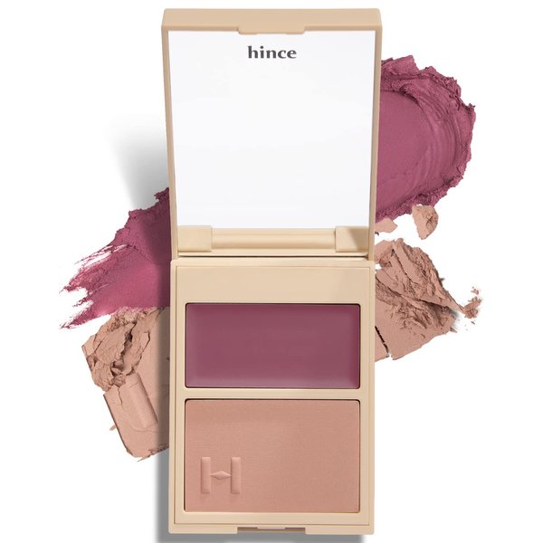 hince True Dimension Layering Cheek - Cream & Pressed Powder 2 Different Shades & Textures - Silky Seamless Long Lasting Blush Makeup - Muted Beige & Elegant Rose Beige (1, REFINEMENT, L004)