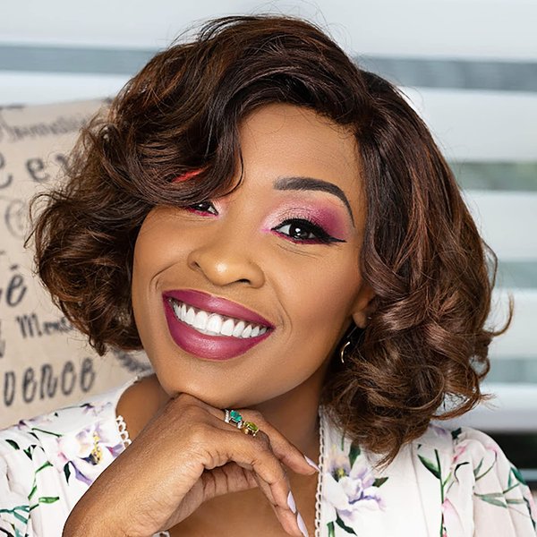 Quantum Love Short Curly Bob Wigs Loose Wave Side Part Wig for Black Women Short Body Wave Bob Synthetic Wig (Ombre Brown 10 inches)