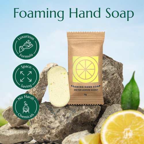 CLEANOMIC Foaming Hand Soap Tablets (6 Pack) - Foaming Hand Soap Refills, Foam Soap Refill, Hand Wash Foaming Soap Refill Tabs, Foaming Soap Tablets (Meyer Lemon)