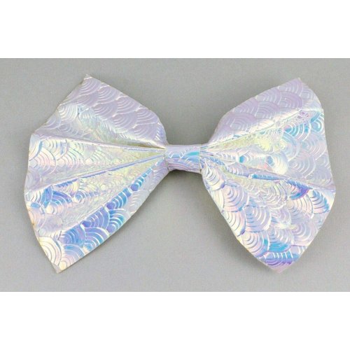 Shimmer mermaid barrette fabric big BOW 5 3/8 wide hair clip siren shiny scales