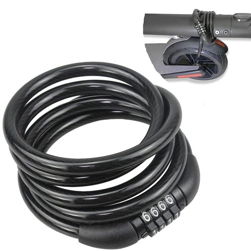 SEWAY Scooter Lock Cable for Xiaomi Mijia M365 ES Series, Bicycle Combination Locks Coiled Chain Lock Basic Self Coiling Core Steel Wire 4 ft. Long 1/3 inch Fit for M365/ES1/ES2/ES3/ES4