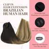 GOO GOO Clip in Hair Extensions Real Human Hair, Remy Human Hair Extensions Clip ins for Women, Natural Human Hair, 16inch 120g 7Pcs, 2/6/18 Balayage Brown to Dirty Blonde