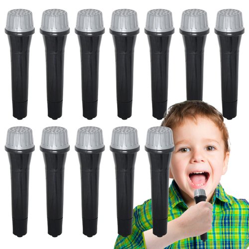 Fake Microphone Prop Costume 12 Toy Plastic Microphones Pretend play Microphone for Kids Toy Microphone for Cosplay, Rockstar, Popstar, Karaoke, Music Party, Sing Birthday, Dance Party, Party Favors
