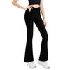 Gnainach Crossover Flare Leggings for Girls Size 11-12 Years Old Black High Waisted Kids Bell Bottom Elastic Length Yoga Pants for Running