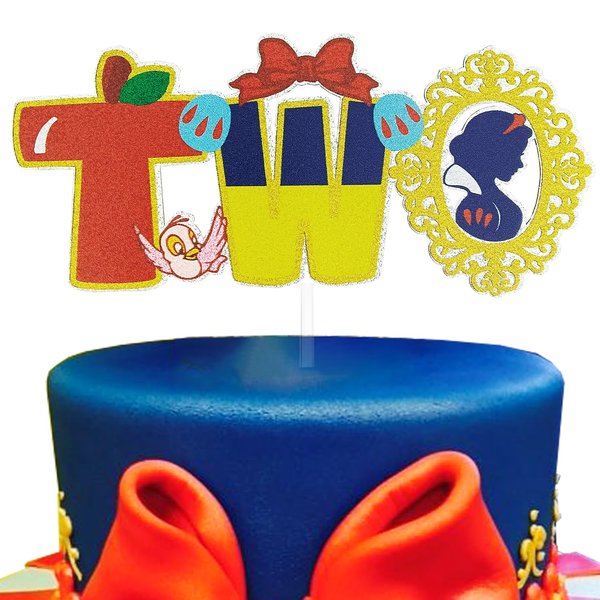 Snow White Two Cake Topper, Snow White 2nd Birthday Cake Topper, Two Fairest of ALL Party Supplies, Fairytale Princess Snow White Birthday Decoration for Girls
