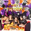 Halloween Birthday Balloons Arch Garland Kit Decorations,Orange Purple Black Halloween Happy Birthday Party Banner Backdrop Balloons Supplies Background Outdoor for Kids Women Men Birthday Decor