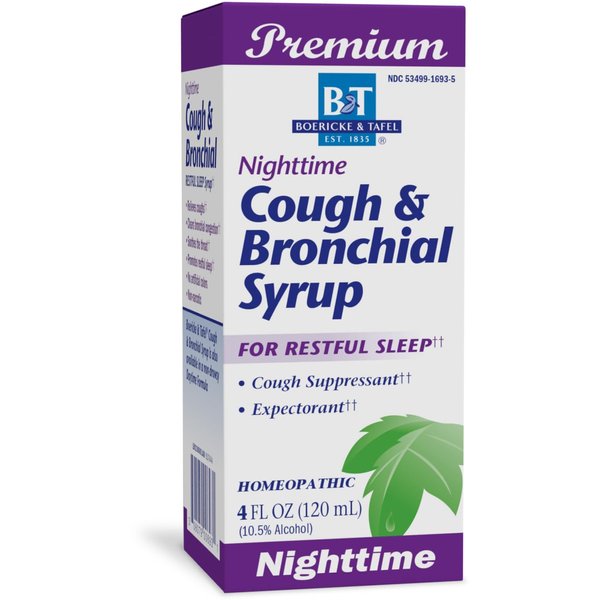 Nature's Way Boericke & Tafel Nighttime Cough & Bronchial Syrup, Cough Suppressant††, Promotes Restful Sleep††, 4 Fl. Oz