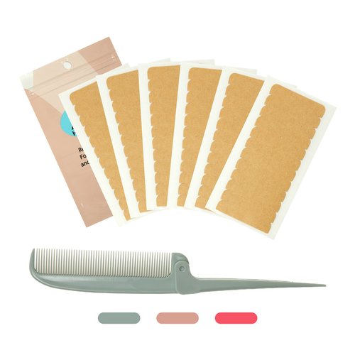 Anrosa Double Sided Tape for Hair Extensions Replacement Tape Adhesive Hair Extension Tapes， Hair Extension Tapes for Hair Extensions Wigs Supplies 72 Tabs (4cm x 0.8 cm) with Rat Tail Parting Combs